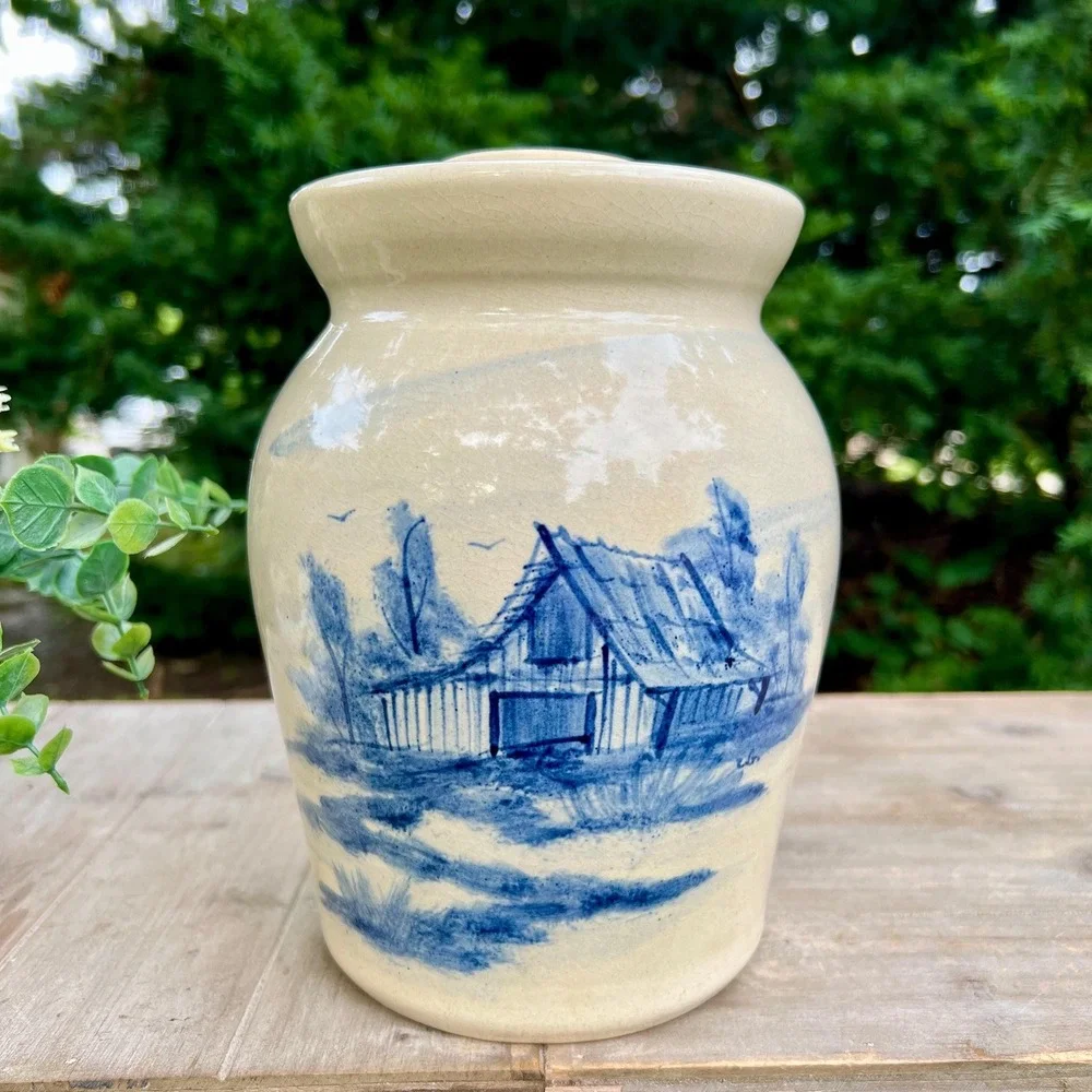 Paul Storie Pottery Crock with Lid | Farmhouse Pottery Vase